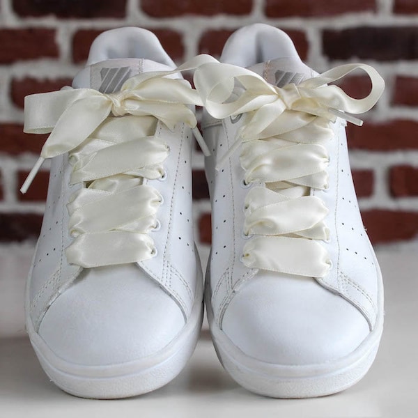 Cream Satin Laces - Premium Accessories for Your Sneakers and Shoes - Stylish Satin Ribbon Laces - Custom shoelaces for wedding marriage