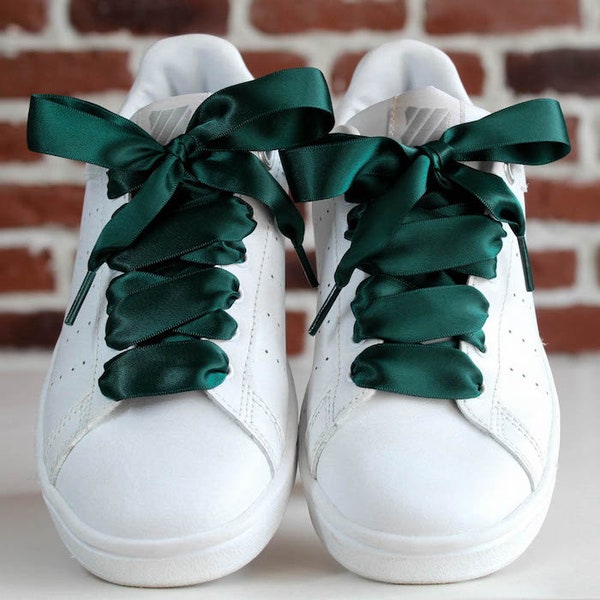 Lacets Satin Vert - Lacets originaux pour baskets et chaussures -  Lacets en satin - Lacets ruban cadeau noël - Shoe laces