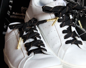 Lacets Noir et Or Doré  - Shoelaces - Lacets originaux pour baskets et chaussures - Accessoire chaussures fête des mères - Wedding shoelaces