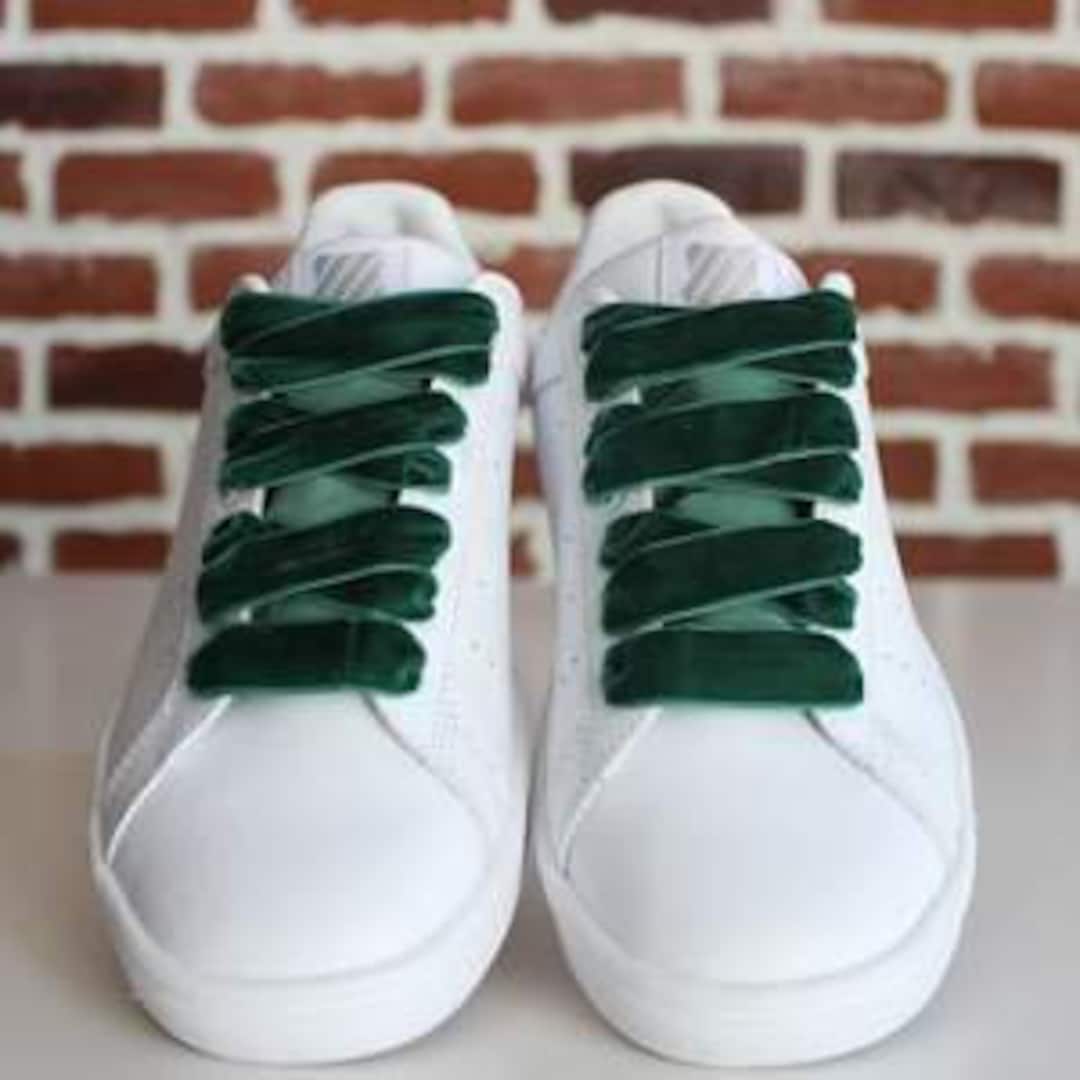 Green Velvet Shoelaces Vintage Velvet Shoelaces Original Laces for