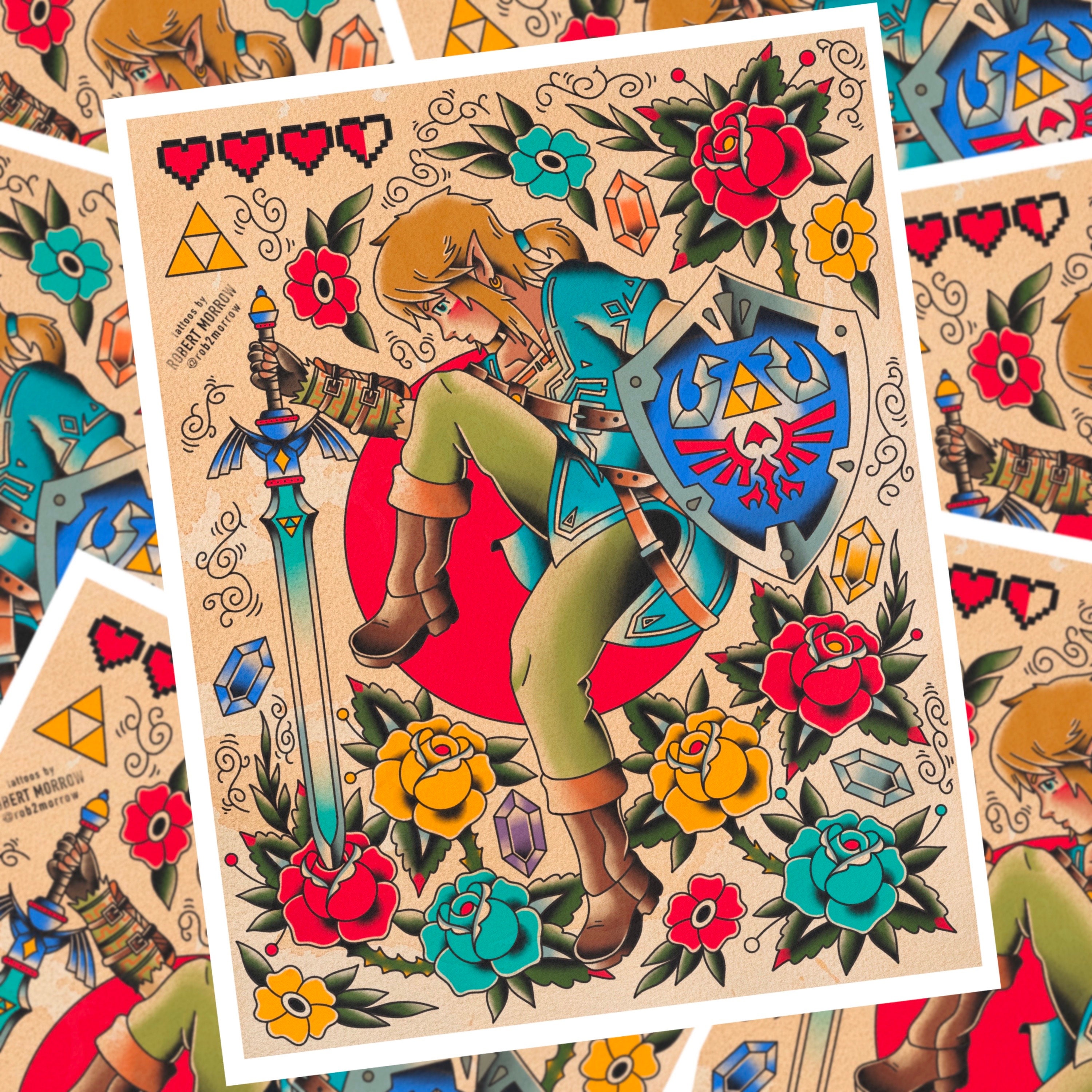 タトゥーデザイン　アートフレーム　トラディショナル　tattoo flash 全て当日施術のタトゥー作品「Today's Flash」より施術しました🥀 Good