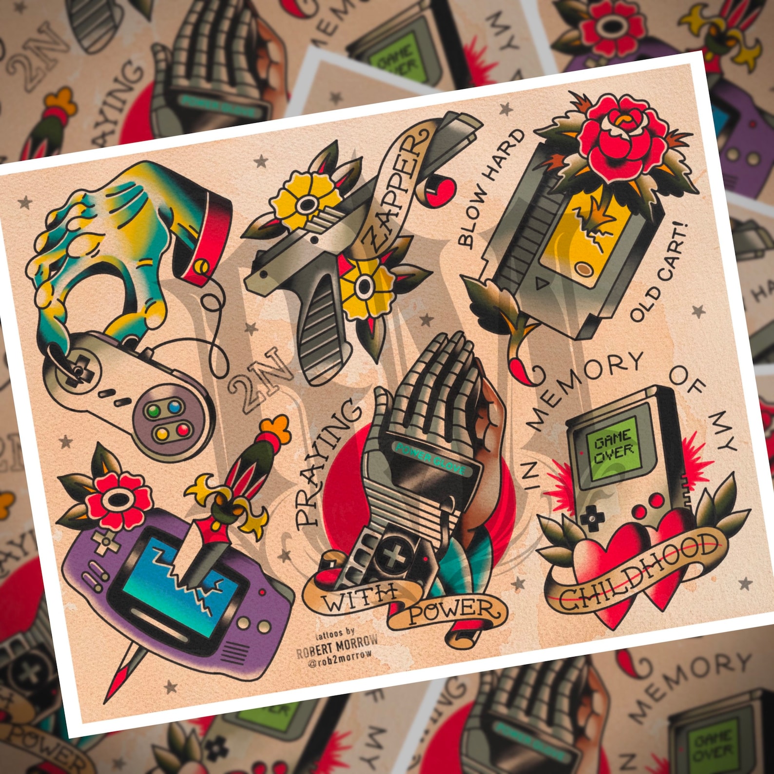 NESTALGIA Traditional Tattoo Flash Sheet - Etsy
