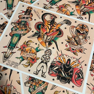 TOMMY Traditional Tattoo Flash Sheet