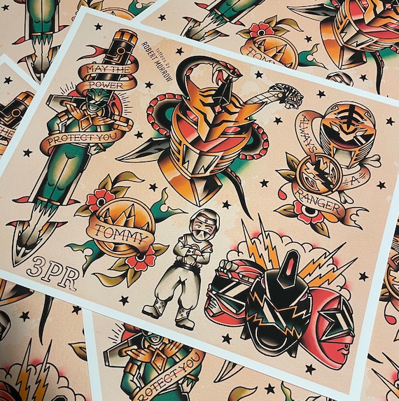 TOMMY Traditional Tattoo Flash Sheet - Etsy