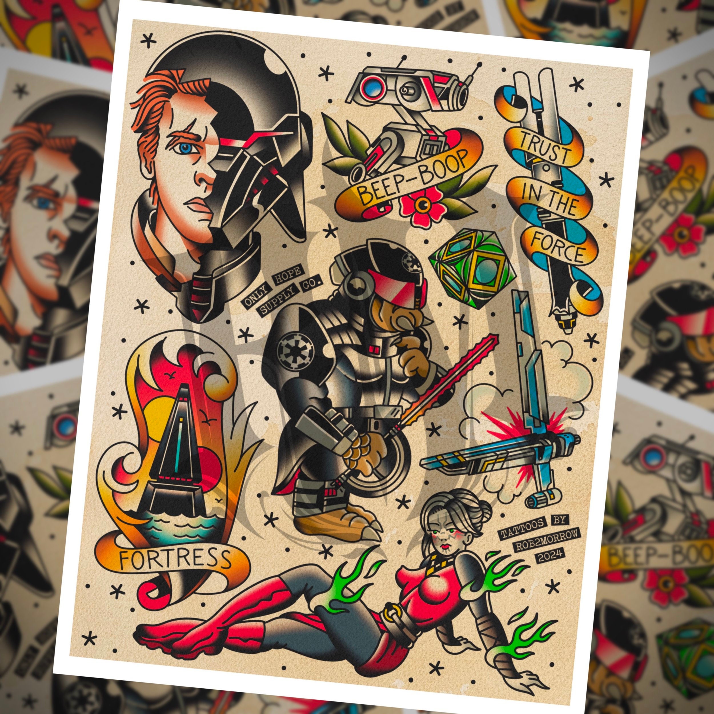 FO X ONLY HOPE Traditional Tattoo Flash Sheet - Etsy