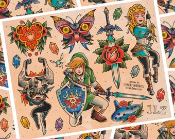 LEGEND Traditional Tattoo Flash Sheet - Etsy