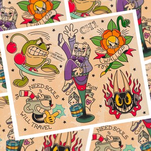 DEVIL&#39;S DEAL Traditional Tattoo Flash Sheet