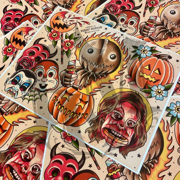 HALLOWEEN RULES Traditional Tattoo Flash Sheet