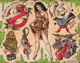 Who Ya Gonna Call Tattoo Flash Sheet