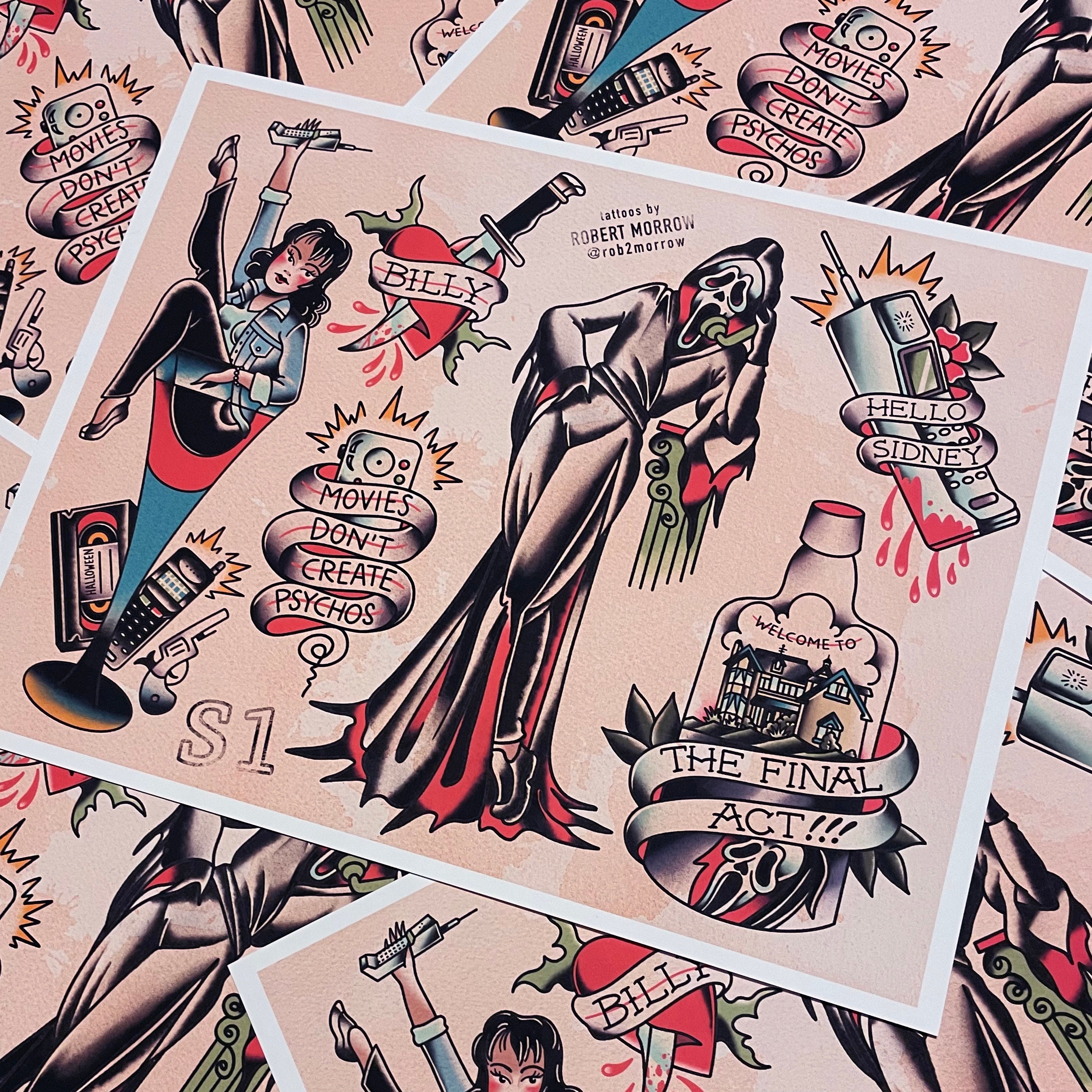 SCREAM Traditional Tattoo Flash Sheet - Etsy