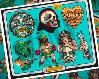 MAY THE 4TH Traditional Tattoo Flash Sheet