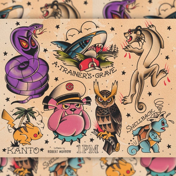 POKÉMON Traditional Tattoo Flash