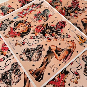 PHANTOM Traditional Tattoo Flash Sheet