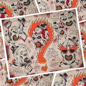 TERRIFIER Traditional Tattoo Flash Sheet