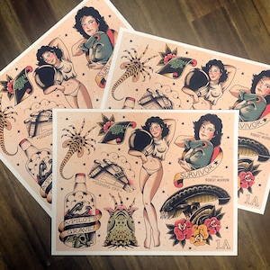 ALIEN Traditional Tattoo Flash