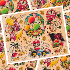 PLUMBER BROS Traditional Tattoo Flash Sheet