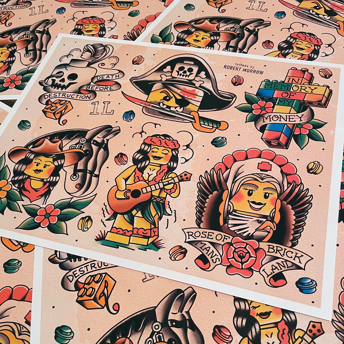 BUILDER Traditional Tattoo Flash Sheet - Etsy