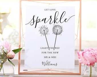 Sparkler Send Off Sign Printable Minimalist Wedding Sign Let Love Sparkle Sign Printable Editable Table Top Sign INSTANT Download DIY SIG1