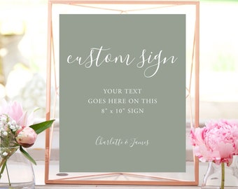 Sage Green Wedding Sign Template: Modern Minimalist, Editable Signage (Digital Download) SIGNATURE