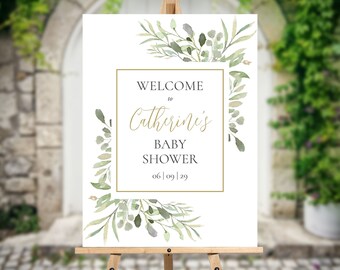 Greenery Baby Shower Welcome Sign INSTANT DOWNLOAD Baby - Etsy
