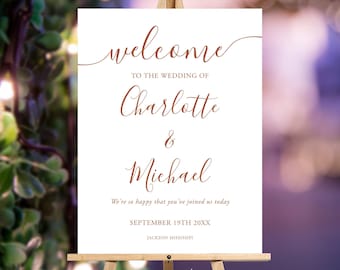 Modello di cartello di benvenuto per matrimonio in terracotta minimalista (download digitale) SIG1