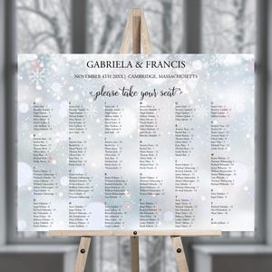 Winter Snowflake Wedding Seating Chart Template: Editable Alphabetical Name Sign (Digital Download)