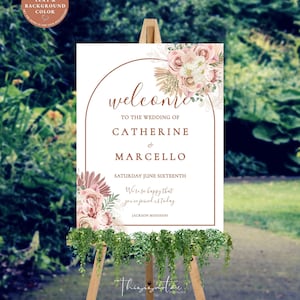 Boho Wedding Welcome Sign Template, Boho Arch Desert Wedding Welcome Sign, Terracotta Wedding Welcome Poster, Editable Instant Download, PGA