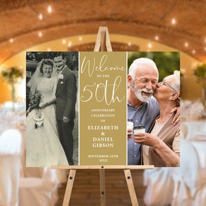 50th Anniversary Welcome Sign Template Editable Printable Photo Anniversary Welcome Poster Surprise Party Vow Renewal Sign Instant Download