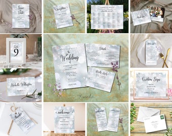 Winter Snowflake Wedding Invitation Bundle: Minimalist Printable Suite (Digital Download)