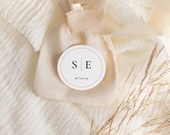 Monogram Wedding Favor Tag, Editable Template, Printable Reception Decor, INSTANT Download, MW