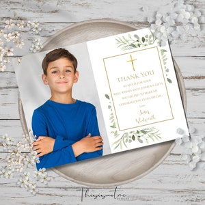 Greenery Confirmation Thank You Card Template, Photo Thank You Note Template,  Confirmation Thank You Card Printable, INSTANT Download, WGC