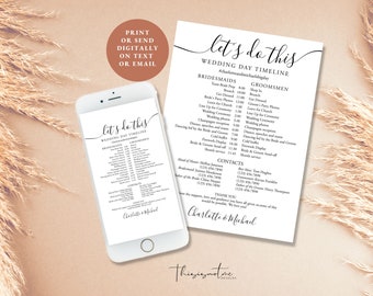 Minimalist Wedding Timeline Template: Elegant Bridal Party Itinerary (Instant Download) SIGNATURE