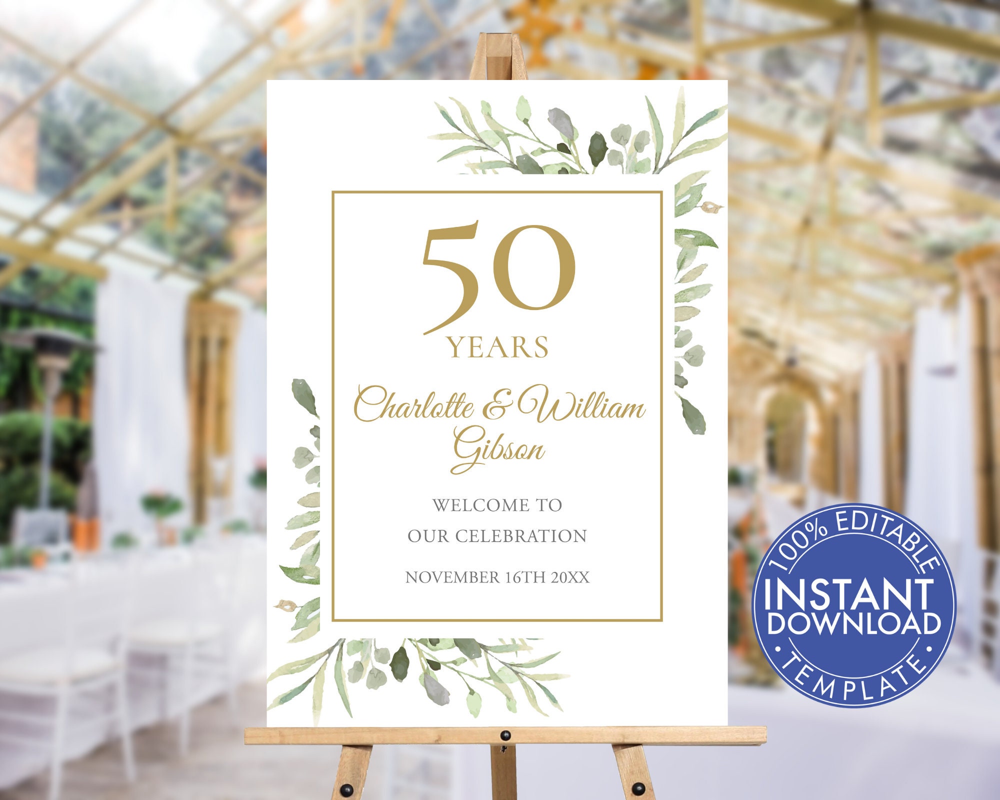 50th Golden Wedding Anniversary Sign Any Year Banner Etsy