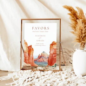 Watercolor Terracotta Desert Mountain Favors Sign Printable, Please Take One Favor Sign, Printable Wedding Favors Sign, Boho, DIY, DESIRAE