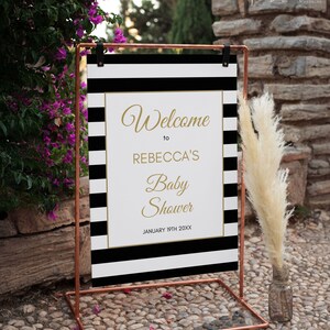 Schwarz und Gold Gender Neutral Baby Shower Willkommensschild Vorlage: Bearbeitbares Poster (Digitaler Download) Bild 5