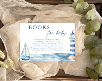 Nautical Baby Shower Book Inserts - Set Of 40 Invitation Cards For Book-themed Baby Showers