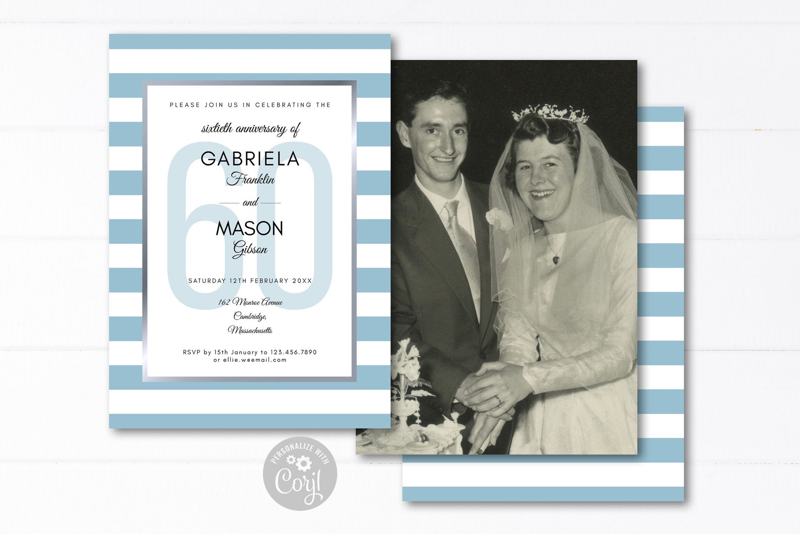 60th Anniversary Vow Renewal Invitation Template Diamond ...