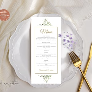 Greenery Wedding Menu Template, Modern Gold Geometric Wedding Menu, Boho Wedding Menu, Editable Wedding Menu Template, Instant Download, WGW