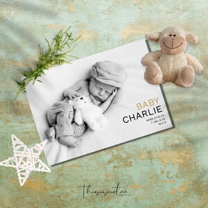 Birth Announcement, Baby Photo Birth Announcement Card, Editable Photo Newborn Welcome Card, Printable Birth Announcement thank You Card