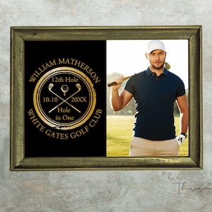 Golf Hole In One Award Photo Certificate, Instant Download Editable Template, DIY Printable, Sports Participation, Digital Social Media