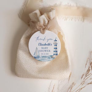 AHOY Its A Boy Nautical Baby Shower Favor Tag, Blue Boy Baby Shower Thank You Tag, Thank You Favor Sticker, Watercolor Instant Download DIY