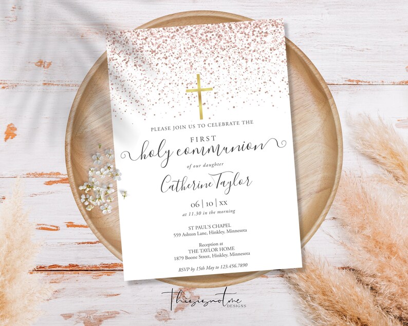 First Holy Communion Invitation Template First Communion Invite ...