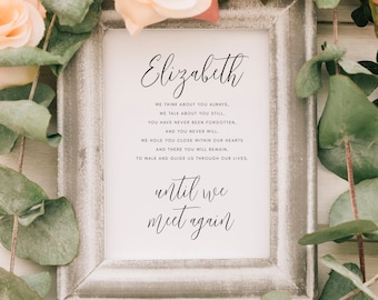 Until We Meet Again Memorial Sign Template: Celebration of Life, Editable (Digital Download) M1