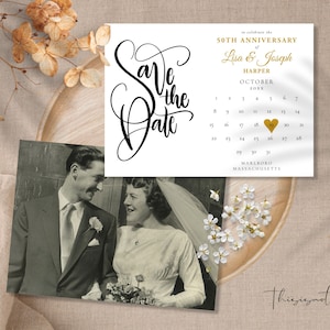 Anniversary Save The Date Invitation Calendar Save the Date Template Photo Save The Date Postcard Editable Printable Invite INSTANT Download