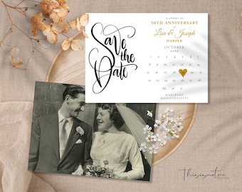 Wedding Anniversary Save the Date Calendar Invitation: Photo Template (Digital Download)