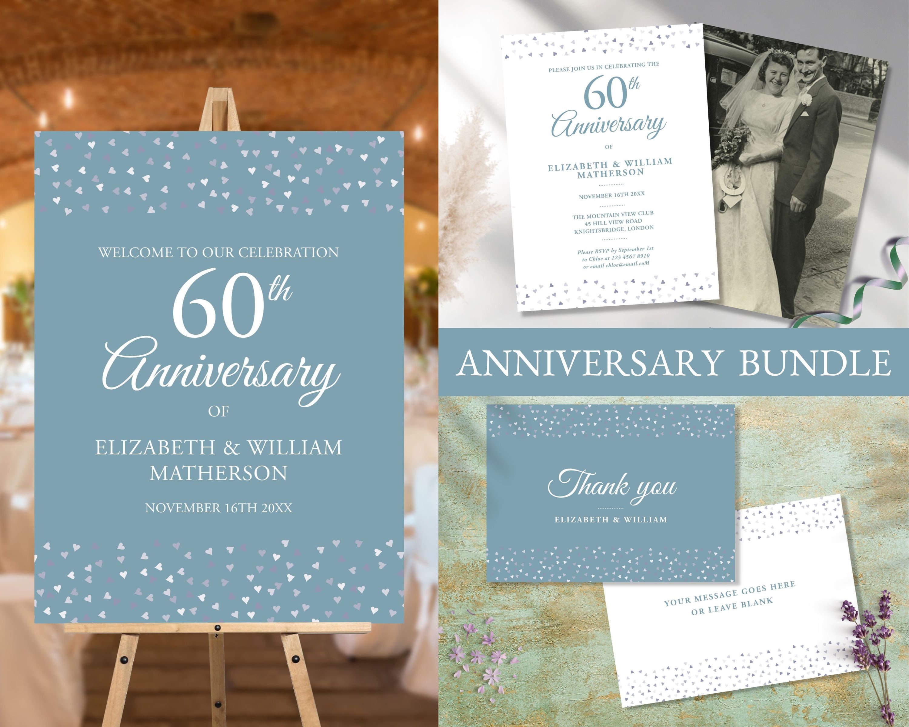 60th Wedding Anniversary Celebration Bundle Wedding - Etsy