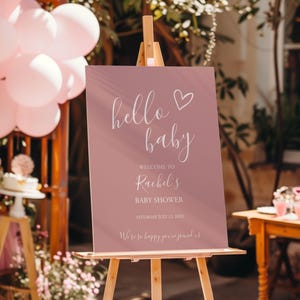 Girl Baby Shower Welcome Sign Template, Pink Hello Baby, Editable Printable Welcome Poster, Digital Download, DIY, SH1