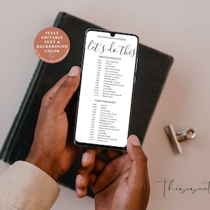 Wedding Itinerary Template Script Font Minimalist Wedding Party Timeline Wedding Weekend Itinerary Template Editable Digital Download SIG1