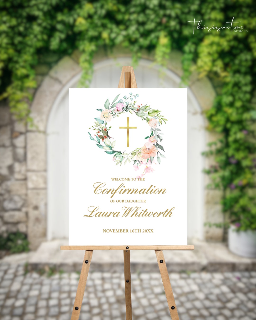 Confirmation Welcome Sign Template, Rustic Wildflowers Floral Garland ...