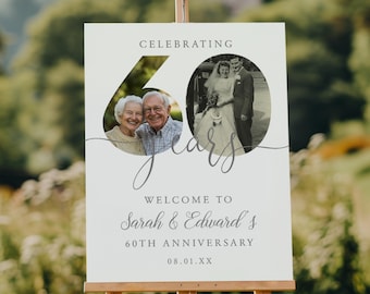 60th Wedding Anniversary Welcome Sign: Photo Template (Digital Download)